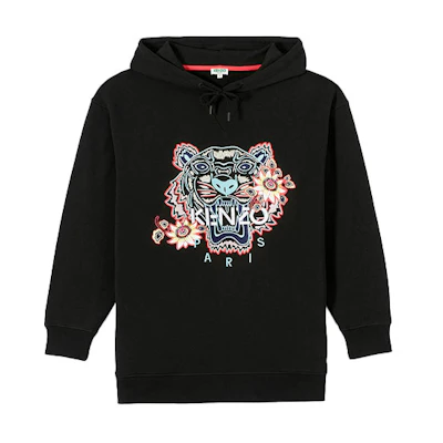 (Women) KENZO Women’s Black Passionfruit Tiger Embroidered Cotton Hoodie F962SW7594XO-99