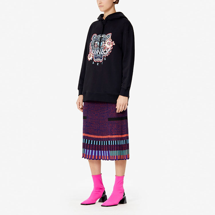 Purchase (W) KENZO 女士黑色百香果虎頭刺繡棉質連帽衫 F962SW7594XO-99
