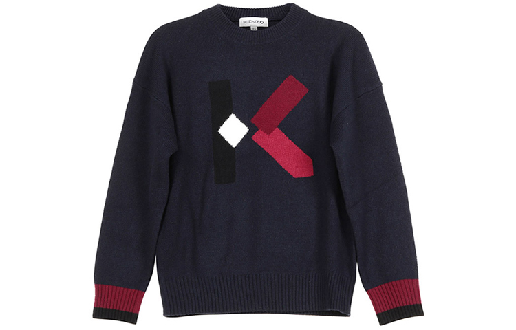 Order (W) KENZO ウール クルーネックセーター ネイビーブルー FA62PU5353LD-76