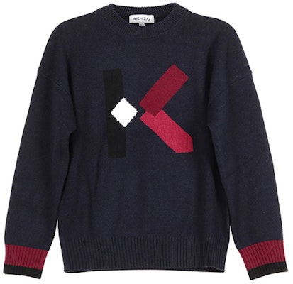 (W) KENZO ウール クルーネックセーター ネイビーブルー FA62PU5353LD-76 Order (W) KENZO ウール クルーネックセーター ネイビーブルー FA62PU5353LD-76