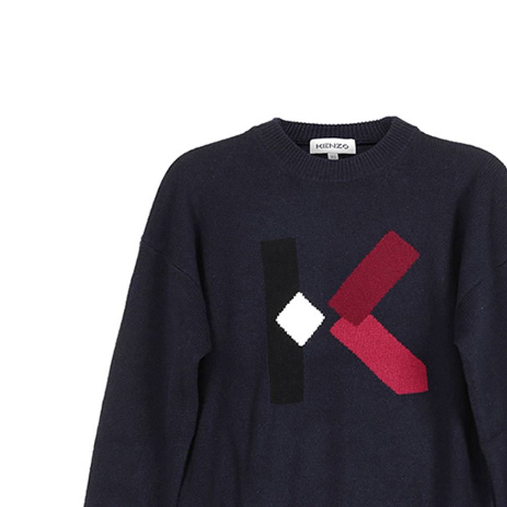 Details for (W) KENZO ウール クルーネックセーター ネイビーブルー FA62PU5353LD-76