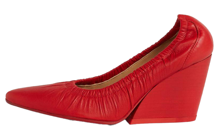 (W) Kenzo Wrinkle 'High Fashion Red Leather High Heels'