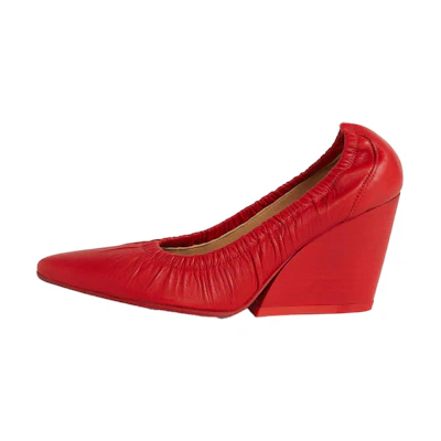 (W) Kenzo Wrinkle 'High Fashion Red Leather High Heels'