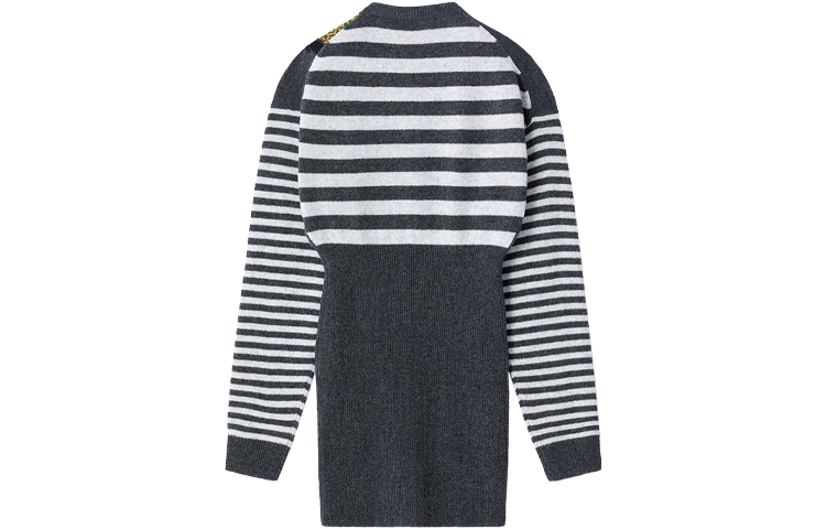 Lookbook (W) KENZO x Kansai Yamamoto 动物刺绣条纹羊毛连衣裙 - 灰色. FB52RO5403AE-99