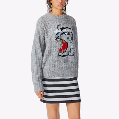 (W) KENZO x Kansai Yamamoto 灰色虎紋羊毛毛衣 SS21 FB52PU5423AE-95 Purchase (W) KENZO x Kansai Yamamoto 灰色虎紋羊毛毛衣 SS21 FB52PU5423AE-95