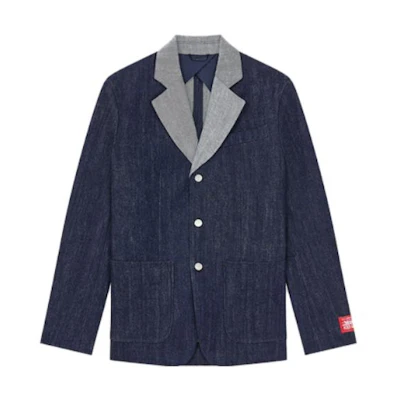(Women) KENZO Levi's FW23 Colorblock Denim Jacket Blue FD62DV241LE1-DM