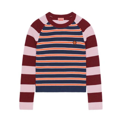 (Women) KENZO Nigo Striped Wool Knit Sweater FW22 - Begonia Pink. FC62PU3373CC-30
