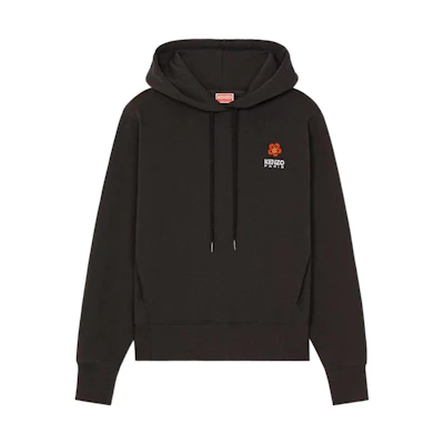 (Women) KENZO Nigo FW22 Black Hoodie with Boke Flower Embroidery Logo. FC62SW0154MF-99J
