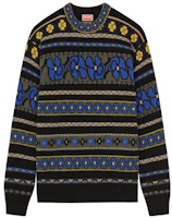 (Women) KENZO x Nigo FW22 Geometric Striped Jacquard Crewneck Sweater Blue FC62PU3203CI-71 (Women) KENZO x Nigo FW22 Geometric Striped Jacquard Crewneck Sweater Blue FC62PU3203CI-71