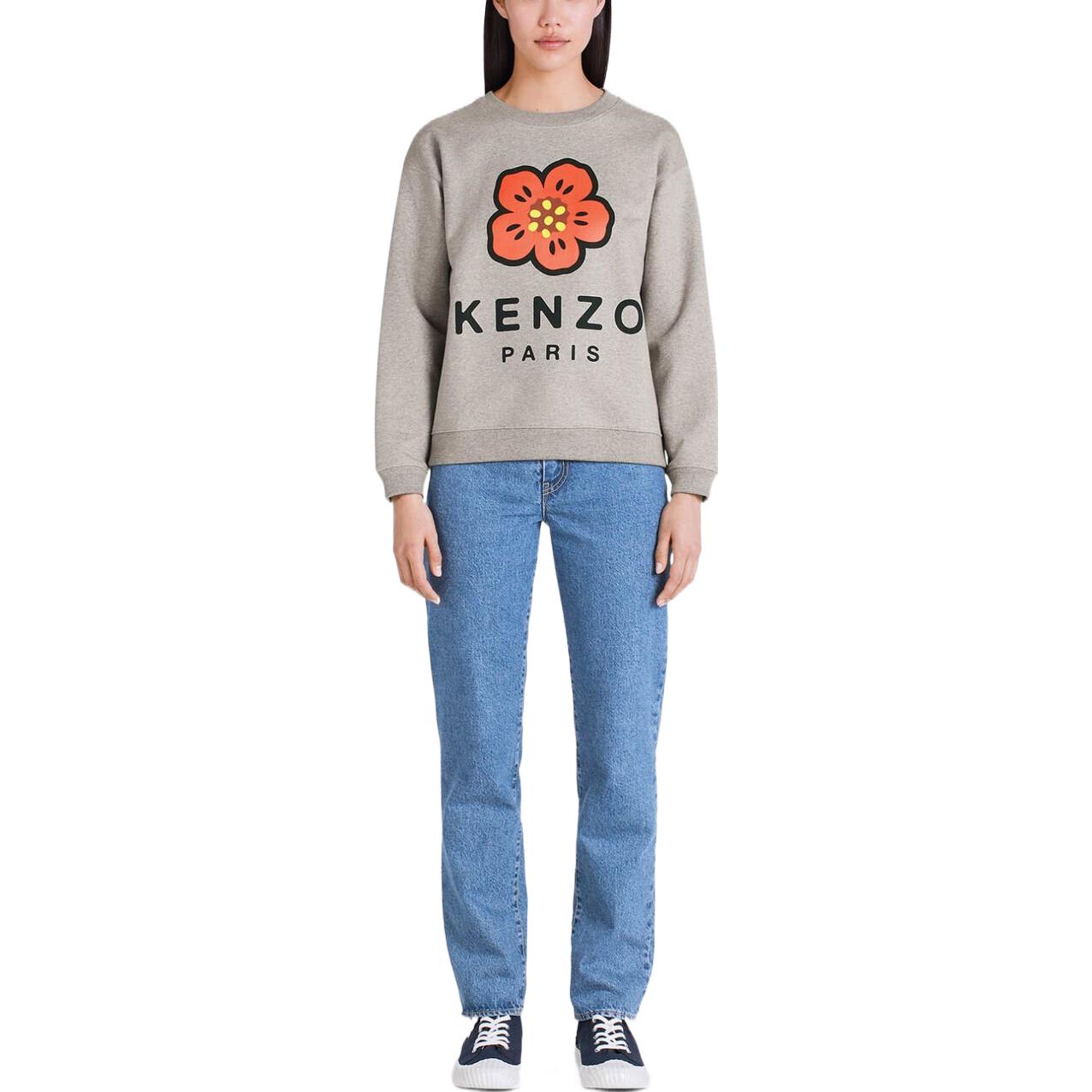 Shop (W) KENZO x Nigo FW22 灰色Boke花朵標誌印花圓領長袖上衣。 FC62SW0114ME-94