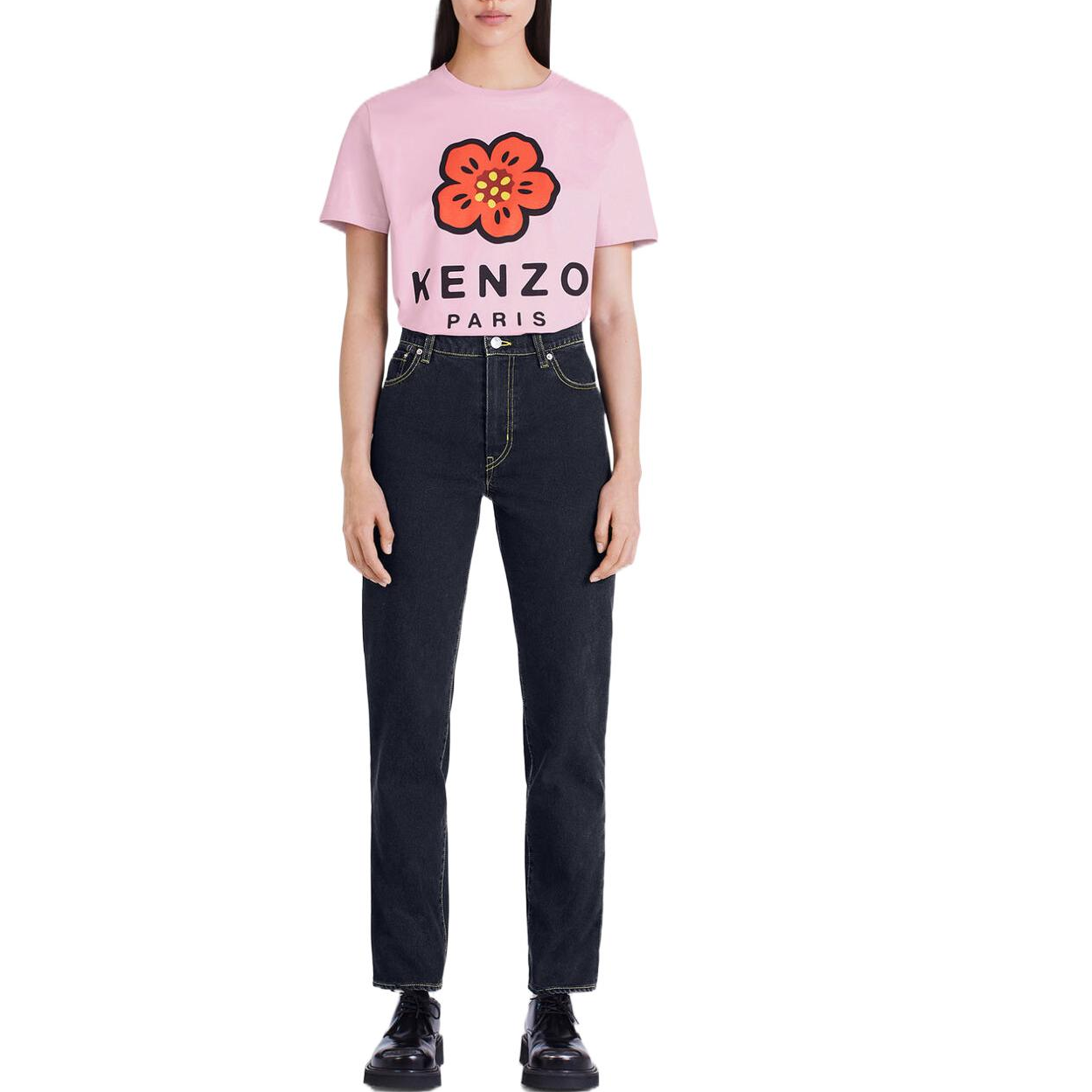 Shop (Women) KENZO x Nigo FW22  Slim Fit Black Denim Jeans FC62DP2009EJ-99