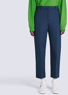 (Women) KENZO x Nigo FW22 Tapered Cropped Suit Pants in Navy Blue. FC62PA0529RL-77 Details for (Women) KENZO x Nigo FW22 Tapered Cropped Suit Pants in Navy Blue. FC62PA0529RL-77