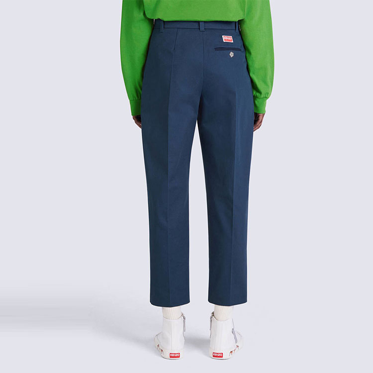 Sizing (Women) KENZO x Nigo FW22  Tapered Cropped Suit Pants in Navy Blue. FC62PA0529RL-77