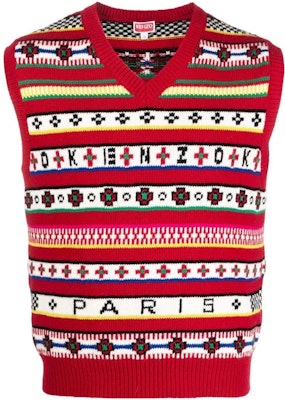 (W) KENZO x Nigo FW22 ユニバーシティ Vネック ノースリーブ ベスト レッド. FC65PU3183CH-21 Order (W) KENZO x Nigo FW22 ユニバーシティ Vネック ノースリーブ ベスト レッド. FC65PU3183CH-21