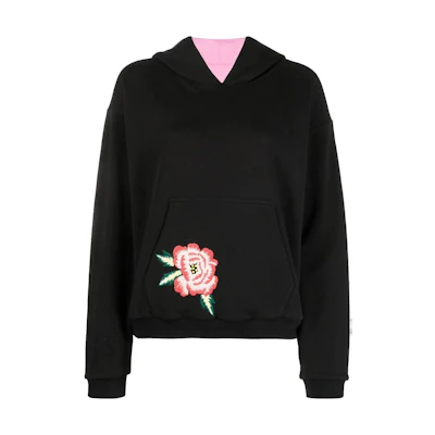 (Women) KENZO Nigo FW22 East Meets West Floral Embroidered Oversized Hoodie Black Women FC62SW0184MI-99J