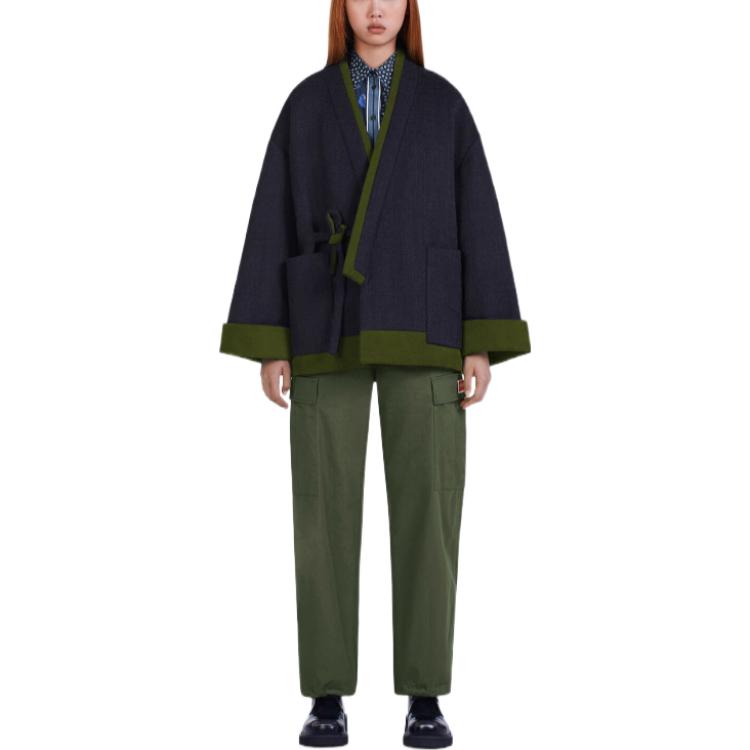 Shop (Women) KENZO x Nigo FW22 East Meets West Patchwork V-Neck Jacket Women’s Blue. FC62MA0569OB-77