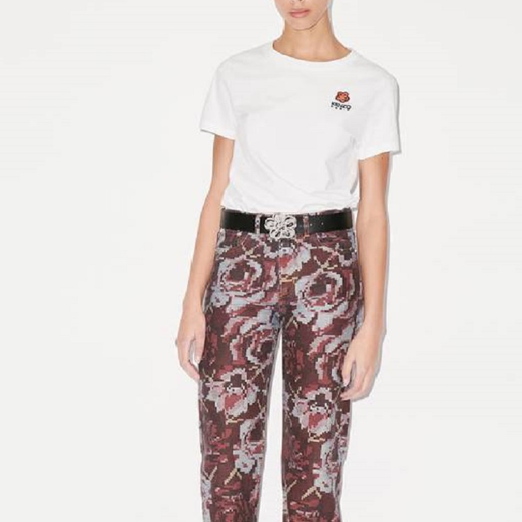 Cheap (W) KENZO x Nigo FW22 女款白色花卉刺绣圆领T恤 FC62TS0124SO-01