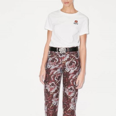 (W) KENZO x Nigo FW22 女款白色花卉刺绣圆领T恤 FC62TS0124SO-01 Cheap (W) KENZO x Nigo FW22 女款白色花卉刺绣圆领T恤 FC62TS0124SO-01