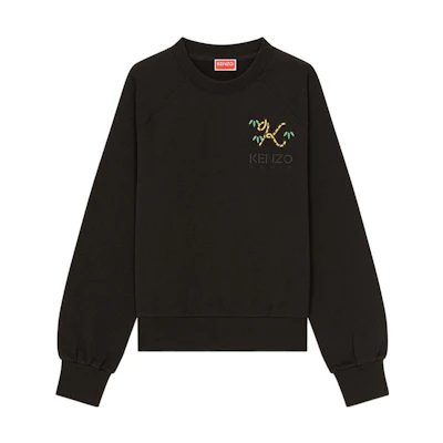 (Women) Kenzo Nigo FW22 Tiger Tail Logo Embroidered Black Sweatshirt Women FC62SW6584MF-99J