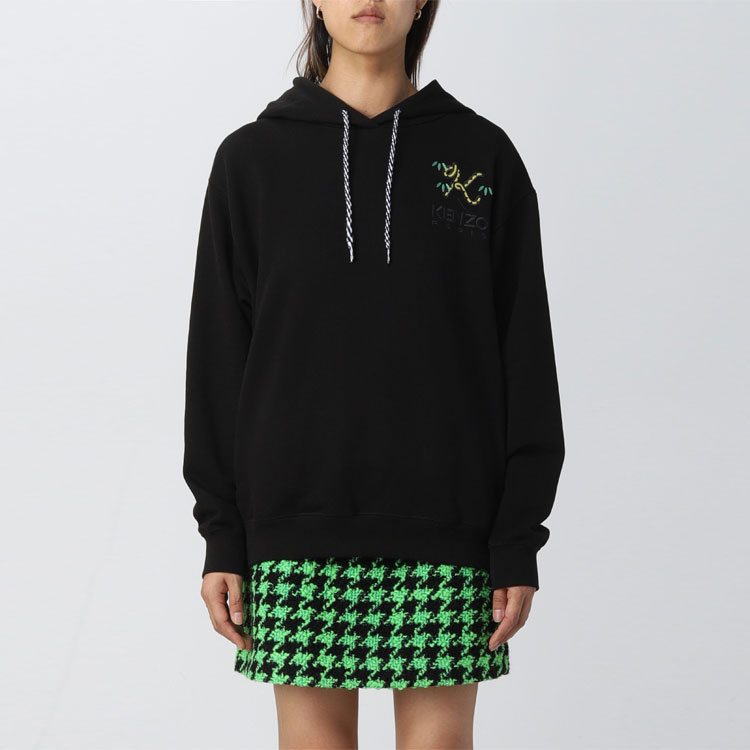 Shop (W) KENZO x Nigo FW22 老虎尾刺繡標誌連帽黑色衛衣 FC62SW0144MF-99J