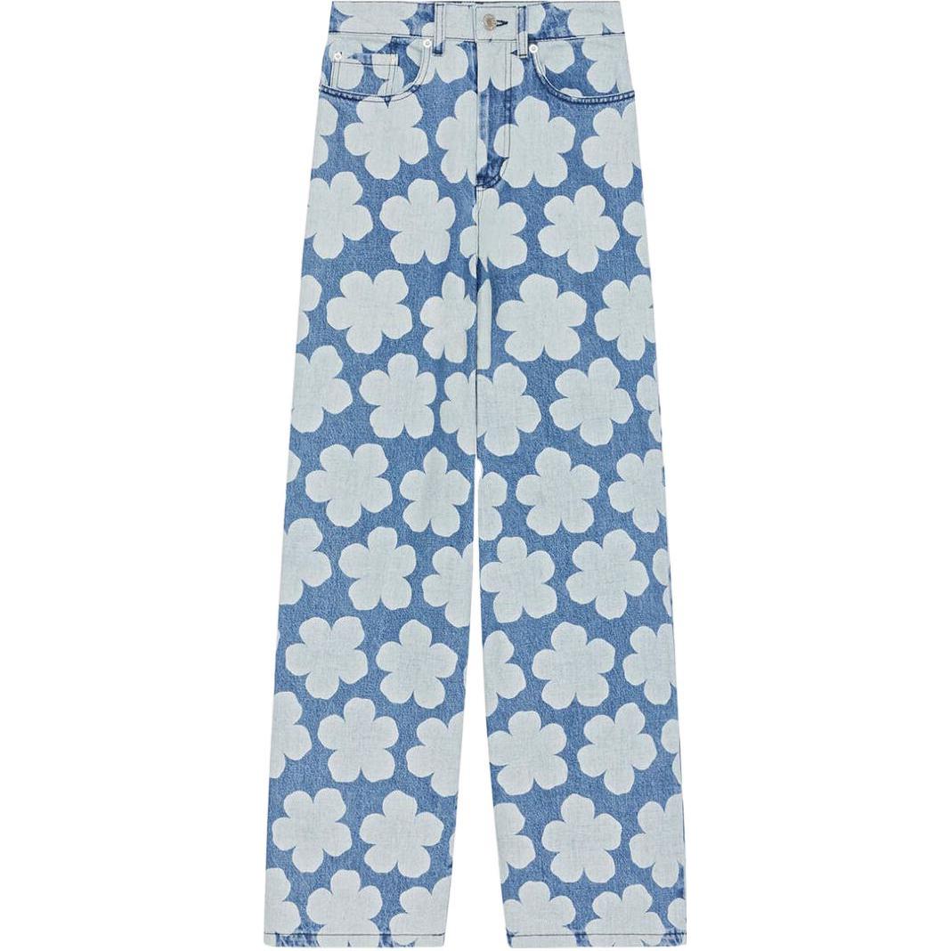 (Women) KENZO x Nigo HANA DOTS FW22 Printed Straight-Leg Jeans Women Blue FC62DP2029FP67-27