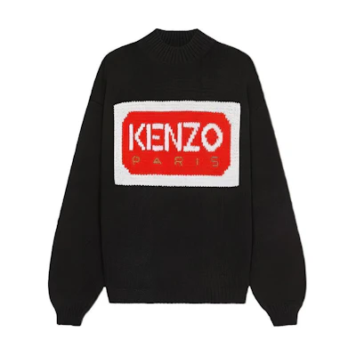 (Women) KENZO Nigo SS23 Black Logo Jacquard Knit Pullover Sweater. FD52PU3853LA-99J