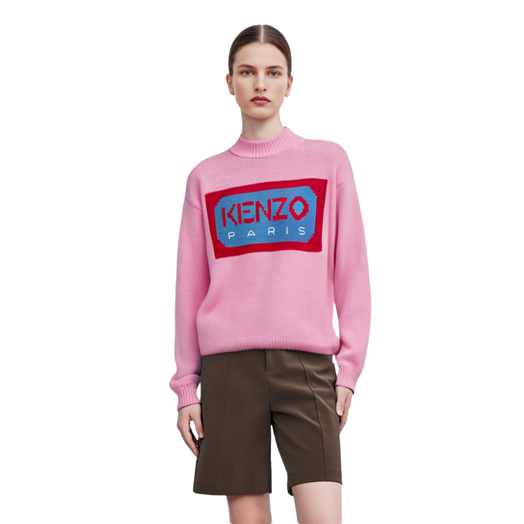 Details for (W) KENZO x Nigo SS23 Pink Jacquard Knit Pullover Sweater Pink. FD52PU3853LA-30