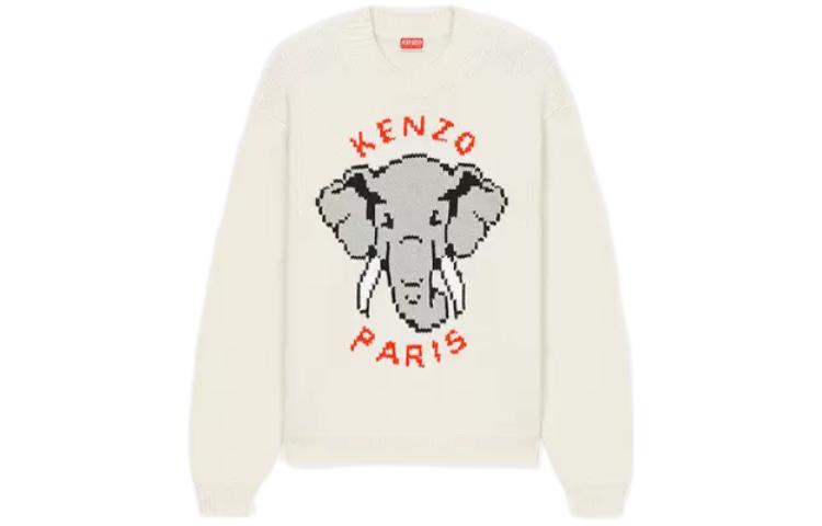 Order (W) KENZO x Nigo SS23 像素大象提花針織女款米白色毛衣 FD52PU3653BA-02