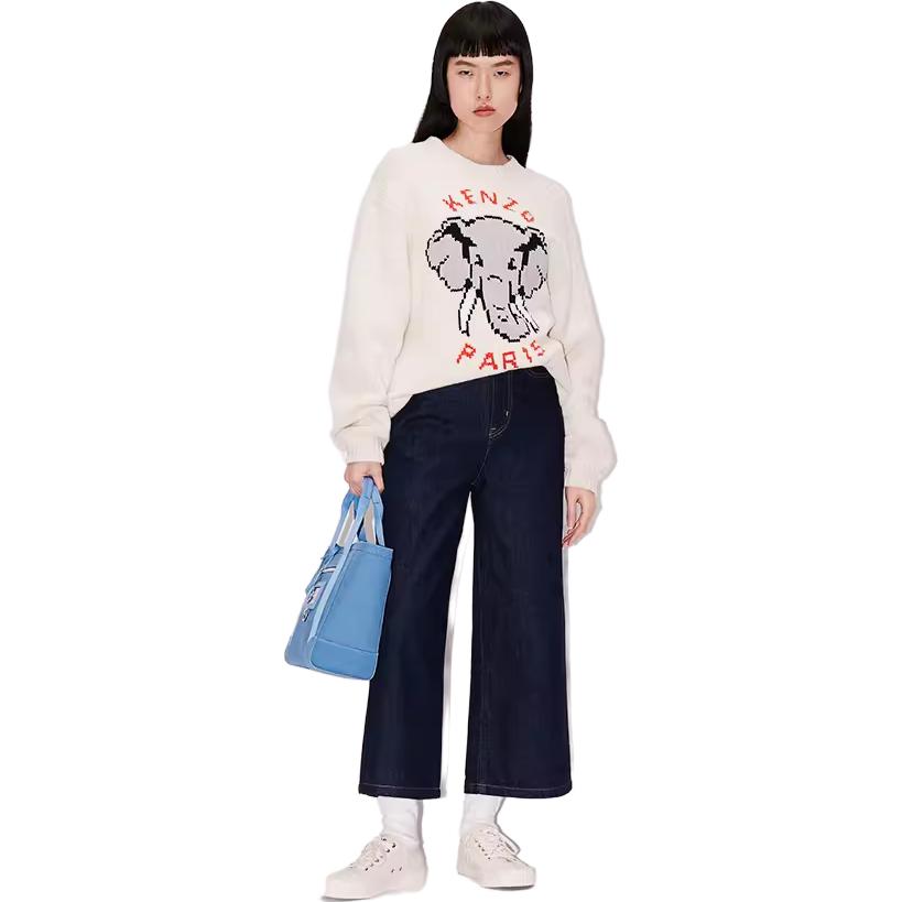 Shop (W) KENZO x Nigo SS23 像素大象提花針織女款米白色毛衣 FD52PU3653BA-02