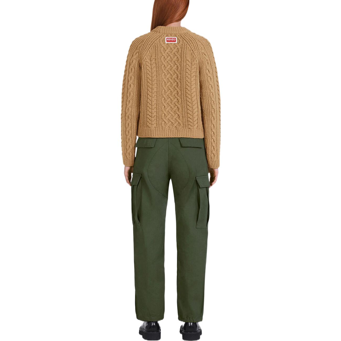 (Women) KENZO Nigo Western Flower FW22 Brown Wool Cable Knit Sweater . FC62PU3113AB-02-BEIGE 圖 5