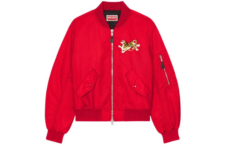 (Women) KENZO Year of the Dragon Red Embroidered Bomber Jacket  Casual Zip-Up. FE52BL179YOC-22