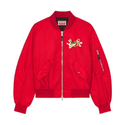(Women) KENZO Year of the Dragon Red Embroidered Bomber Jacket Casual Zip-Up. FE52BL179YOC-22