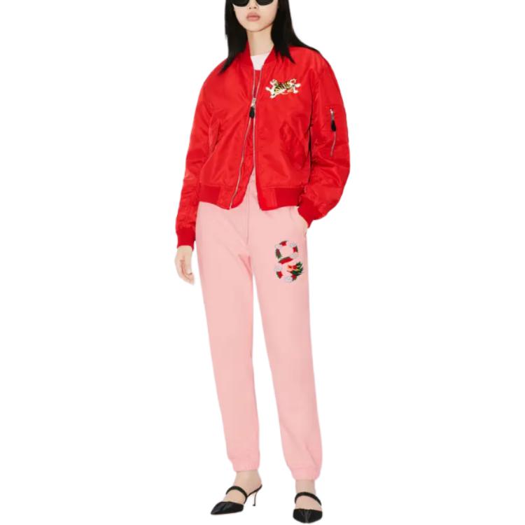 Shop (W) KENZO Año del Dragón Chaqueta Roja Bordada Casual con Cremallera. FE52BL179YOC-22