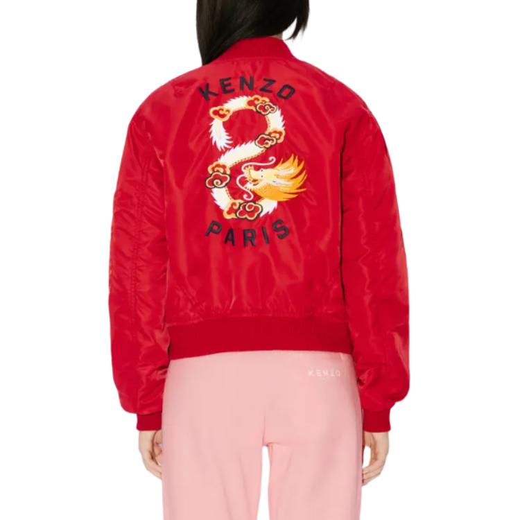 Purchase (W) KENZO Año del Dragón Chaqueta Roja Bordada Casual con Cremallera. FE52BL179YOC-22