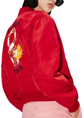 (W) KENZO Jaket Bomber Merah Bordir Year of the Dragon Zip-Up Kasual. FE52BL179YOC-22 Details for (W) KENZO Jaket Bomber Merah Bordir Year of the Dragon Zip-Up Kasual. FE52BL179YOC-22