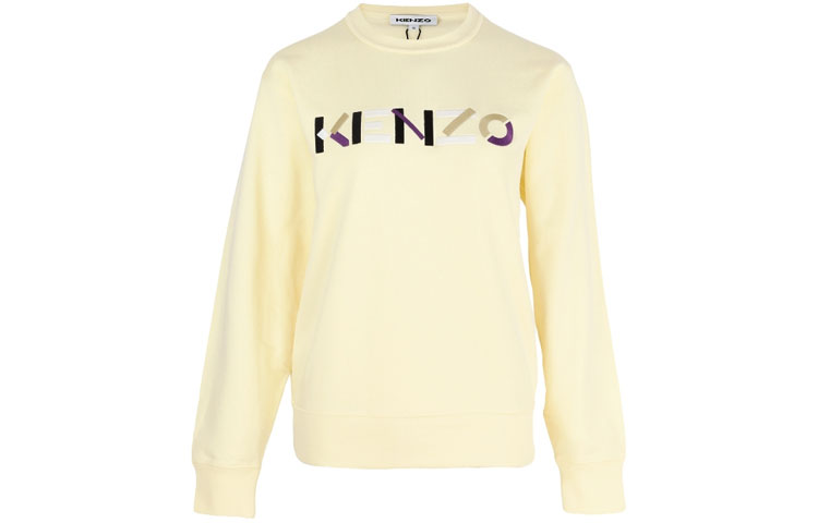 Order (W) KENZO Kuning Logo Cetak Crewneck Pullover Sweatshirt FB62SW8204MO-04