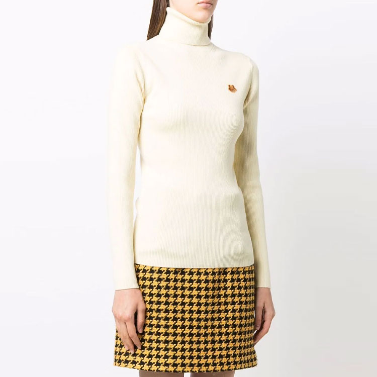 Shop (W) 겐조 옐로우 터틀넥 울 스웨터 스몰 로고 패치. FB62PU6433TA-04