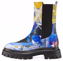 (Women) KidSuper x Stuart Weitzman Bedford Chelsea Boots Multicolor Leather Block Heel SW3301094 Multicolor (Women) KidSuper x Stuart Weitzman Bedford Chelsea Boots Multicolor Leather Block Heel SW3301094 Multicolor