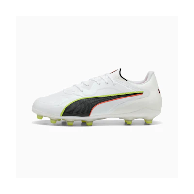 (W) King 20 Pro FG/AG Soccer Cleats PUMA White-Glowing Red-Yellow Alert