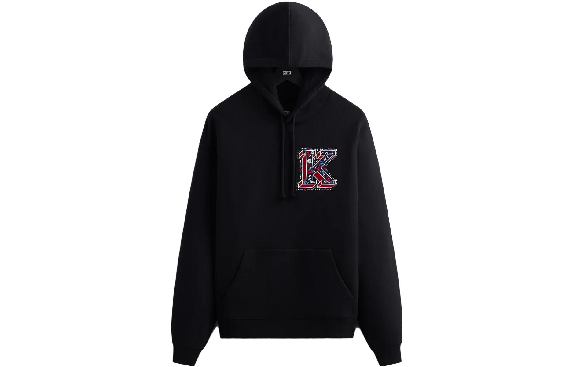(Women) KITH Embroidered Hoodie Long Sleeve Unisex Black KHW030233-987
