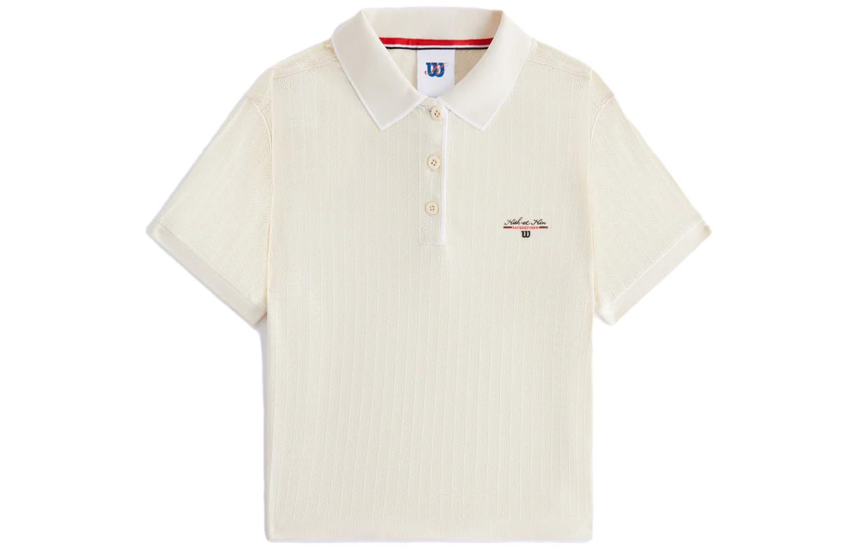 (Women) KITH x Wilson  Logo Print Short-Sleeve Polo Shirt - White. w91w314130wwte