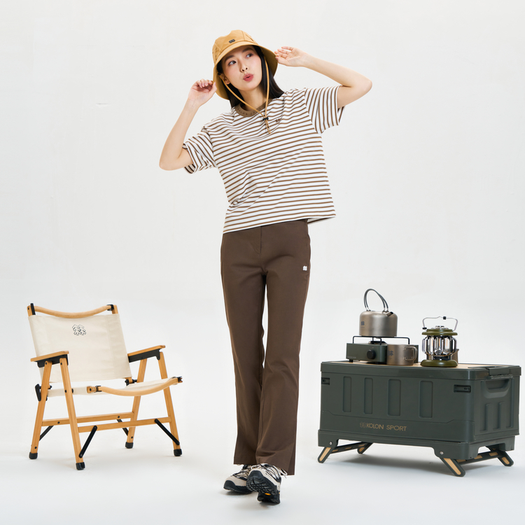 Sizing (W) 可隆运动吸湿条纹休闲短袖T恤 LKRT4MT716