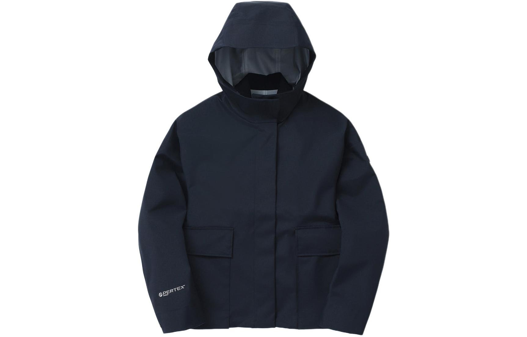 Order (W) KOLON SPORT 黑色連帽防風外套 字母印花 TVJJS24452DNA