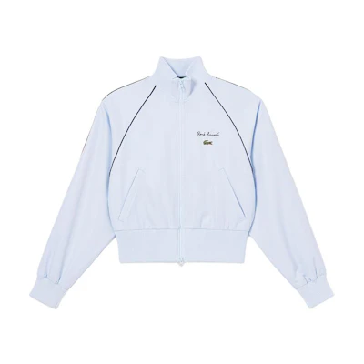 (Women) LACOSTE Baby Blue Zip-Up Solid Stand Collar Jacket. BF6909