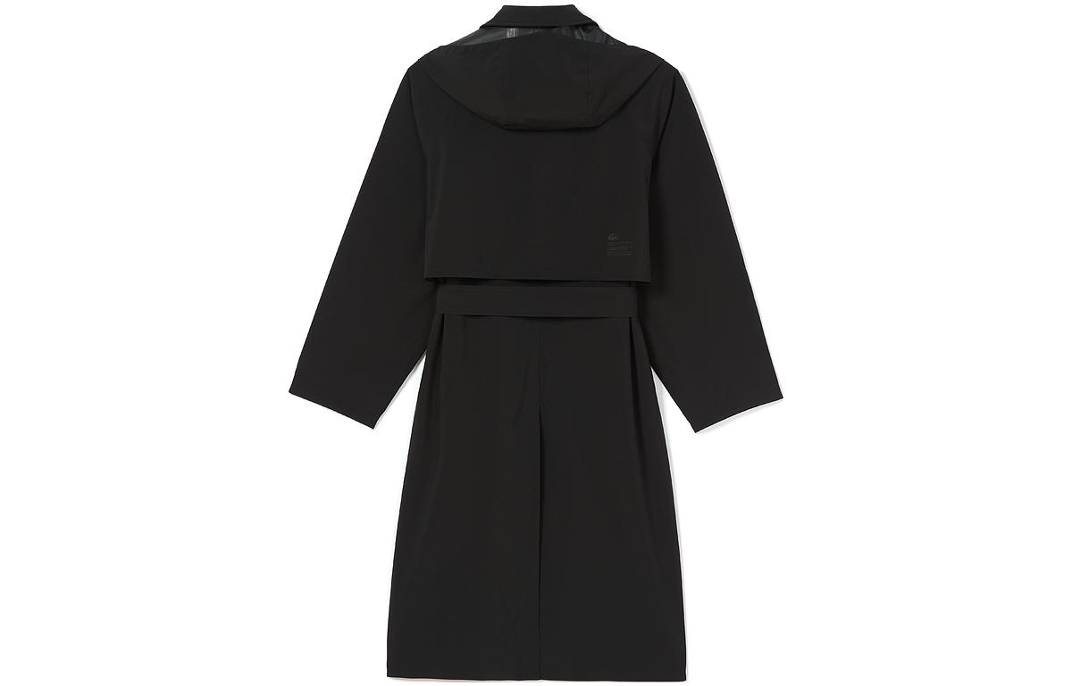 Lookbook (W) 拉科斯特 黑色连帽双排扣腰带风衣. BF0062-031