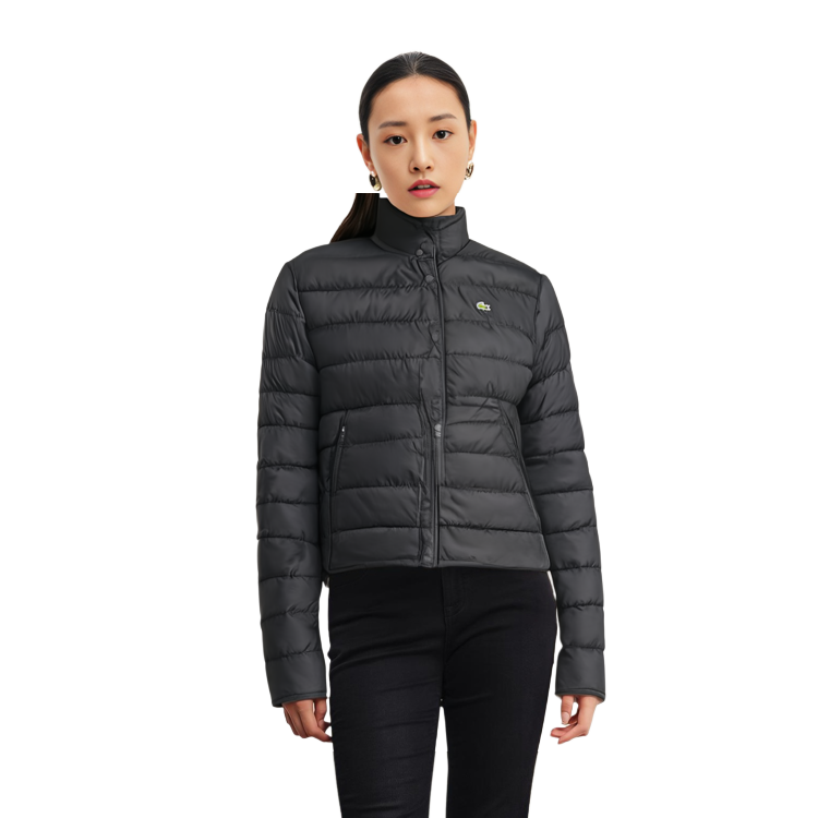 Purchase (W) LACOSTE Jaket Hitam Pendek Kerah Berdiri Down BF5482-031