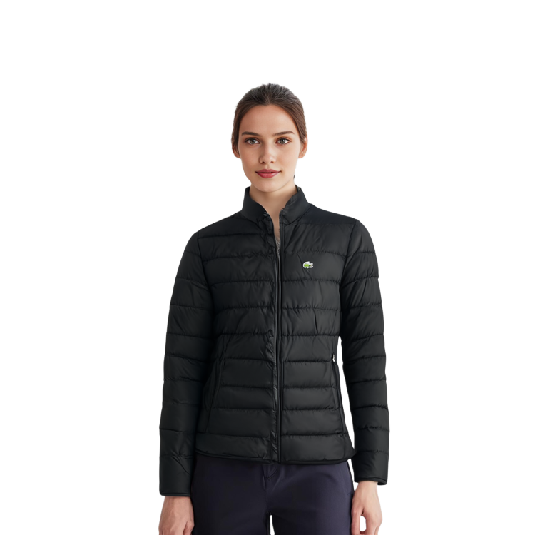 Sizing (W) LACOSTE Jaket Hitam Pendek Kerah Berdiri Down BF5482-031