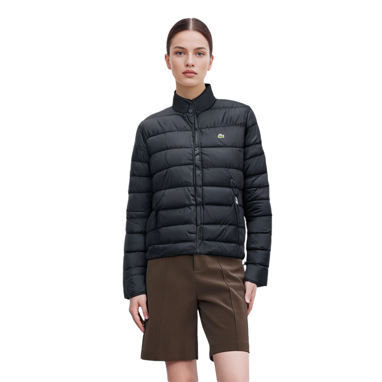 Cheap (W) LACOSTE Jaket Hitam Pendek Kerah Berdiri Down BF5482-031