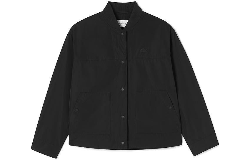 (Women) LACOSTE  Black Solid Single-Breasted Stand Collar Jacket. BF2963-031