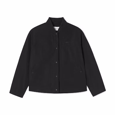 (Women) LACOSTE Black Solid Single-Breasted Stand Collar Jacket. BF2963-031
